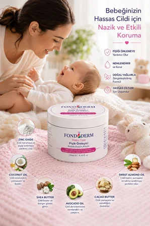 Bebek Pişik Giderici Bariyer Krem Onarıcı Yoğun Cilt Bakım Kremi Çinko Oksit Lanolin ( Lisinya )