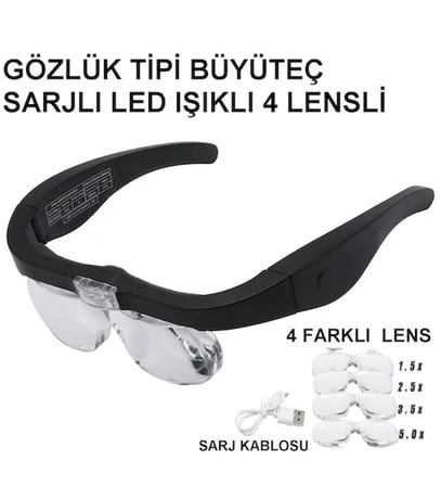 Nikula- Şarjlı gözlük Büyüteç  4 Farklı Lens -11537dc ( Lisinya )