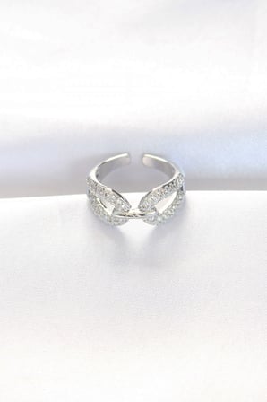 Zirkon Taşlı Silver Renk Ayarlanabilir Yüzük - Lisinya