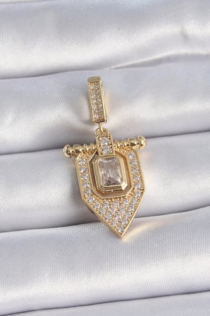 Pirinç Gold Renk Baget Zirkon Taşlı Ajda Charm - Lisinya