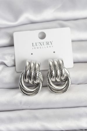 Gümüş Renk Halka Modelli Pirinç Kadın Küpe - Lisinya