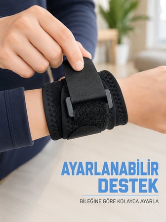 Bilek Destekliği Ayarlanabilir Çift Bantlı Cırtlı Sporcu Bilekliği - Lisinya