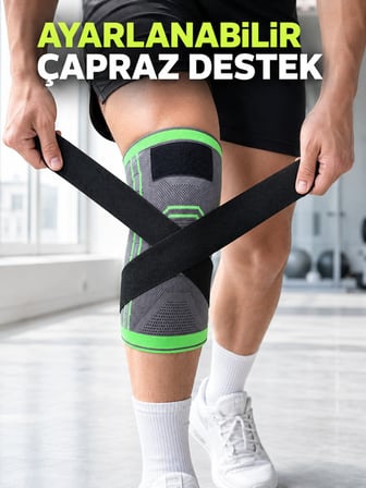 Kadın Erkek Sporcu Dizliği Esnek Örme Ayarlanabilir Bantlı Diz Desteği - Lisinya