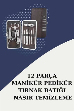 12 Parça Paslanmaz Çelik Kompakt ve Taşınabilir Manikür Makası Tırnak Makası - Lisinya