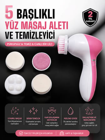 5 Fonksiyonlu Kablosuz Yüz Temizleme Cihazı ile Derinlemesine Cilt Bakımı - Lisinya