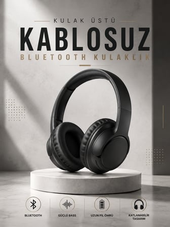 Kulak Üstü Kablosuz Bluetooth Kulaklık Yüksek Ses Kaliteli ANC Özelliği - Lisinya