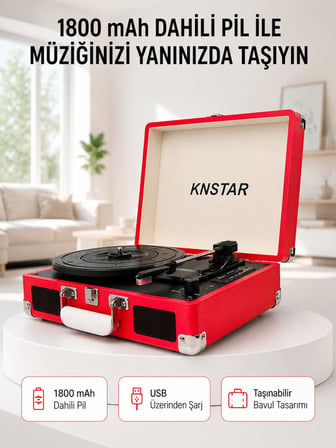 Retro Bavul Pikap Dahili Hoparlörlü AUX USB SD Kart ve Bluetooth Bağlantılı Taşınabilir Tasarım - Li