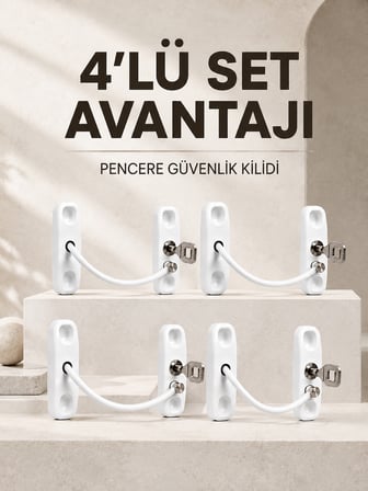 Çocuk Güvenliği İçin Pencere Kilidi Anahtarlı 4’lü Paket - Lisinya