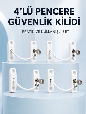 Pencere ve Kapılar İçin Anahtarlı Güvenlik Kilidi 4’lü Set - Lisinya