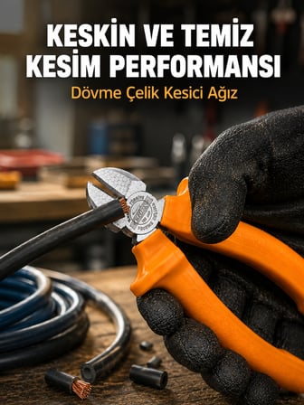 Profesyonel Kullanıma Uygun Dövme Çelik Yan Keski - Lisinya