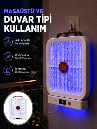 Şarjlı UV Işıklı Sinek Öldürücü Cihaz Beyaz Elektrikli Sivrisinek Yok Edici - Lisinya