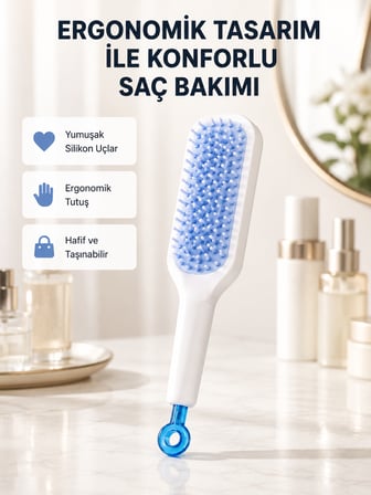 Pratik Mekanizmalı Saç Tarağı – Kendi Kendini Temizler, Taşınabilir - Lisinya