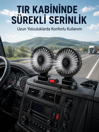 Çift Başlıklı Araç İçi USB Vantilatör Soğutucu Fan - Lisinya