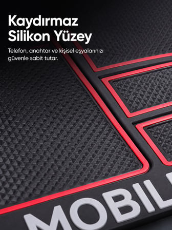 Çok Bölmeli Araç İçi Organizer Mat Kaydırmaz Silikon Telefon Tutuculu Tasarım - Lisinya