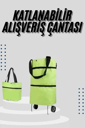 Katlanabilir Tekerlekli Çantalı Çarşı Pazar Arabası Alışveriş Çantası Piknik Çantası - Lisinya