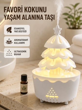 250 ML Şans Ağacı Hava Nemlendirici Çok Renkli Işıklı Aroma Cihazı - Lisinya