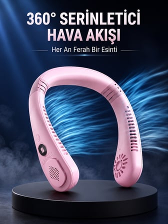 Pembe Boyun Fanı Kablosuz Taşınabilir Sessiz Çalışan Kişisel Serinletici Fan - Lisinya