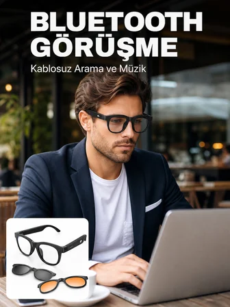 Yapay Zekâ Destekli Akıllı Bluetooth Gözlük Dokunmatik Kontrol Manyetik Lens ve Kablosuz Görüşme Öze
