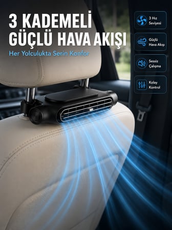 Taşınabilir Araç Koltuk Fanı Sessiz Çalışan USB Şarjlı Boyun Soğutucu - Lisinya