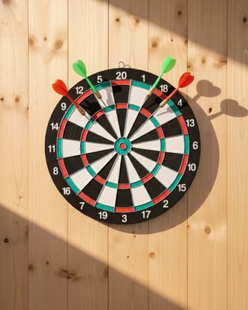 15 İnç Dart Tahtası 4 Metal Uçlu Dart Oku Dayanıklı Ahşap Gövde - Lisinya