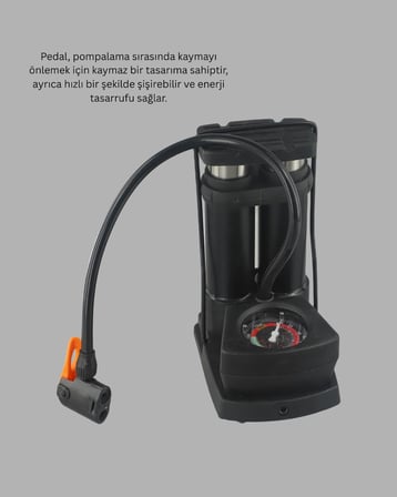 Kaymaz Pedallı Ayaklı Hava Pompası Tüm Supap Uyumlu - Lisinya