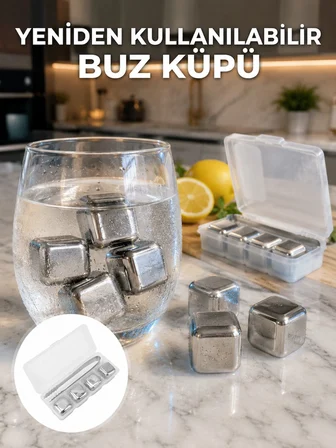 Hızlı Soğutma Özellikli Paslanmaz Metal Buz Küpü Takımı Yeni Nesil - Lisinya