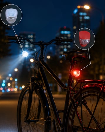 LED Bisiklet Işığı 2li Set Kırmızı Beyaz Çakar Lamba Seti - Lisinya