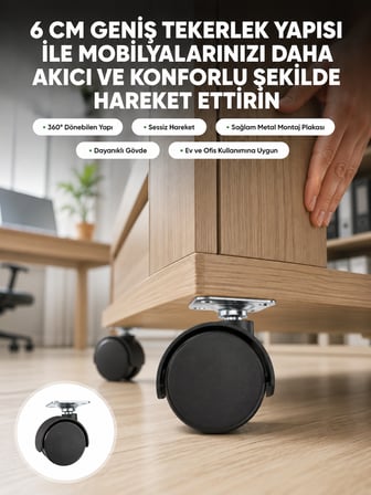 Kilitsiz 6 cm Tekerlek Ayak Tek Adet - Lisinya