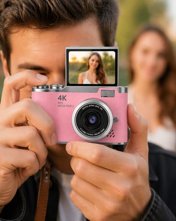 Yeni Nesil Dijital Kamera 48 MP Selfie Vlog Kamera Flip Screen Zoomlu - Lisinya