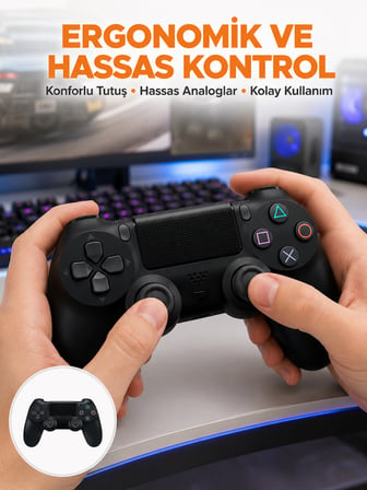 Kablosuz PS4 Oyun Kolu – Çift Titreşimli Motor, Uzun Pil Ömrü ve Hassas Kontrol Yeni Nesil - Lisinya