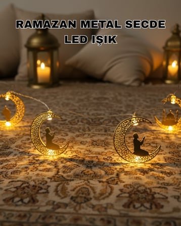 Ramazan Ay Işığı Secde Eden Adam Silüetli LED Peri Işığı - Lisinya