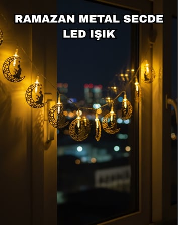 Dekoratif Ramazan Ay Işığı Secde Eden Adam Figürlü - Lisinya
