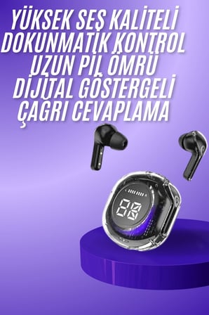 Yeni Nesil Bluetooth Kulaklık Dijital Göstergeli  Dokunmatik 5.3 Kablosuz - Lisinya