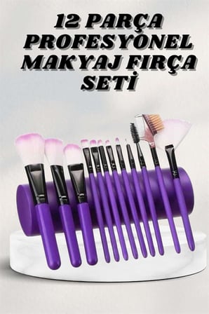 Makyaj Fırçası 12 Parça Set Yumuşak Uçlu Göz Makyajına Uygun Hafif ve Taşınabilir Çanta - Lisinya