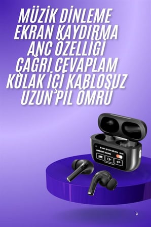 Yeni Nesil ANC Özellikli Çağrı Cevaplayan Dokunmatik Ekranlı Bluetooth Kulaklık Siyah - Lisinya