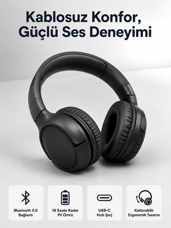 2025 Model Kulak Üstü Bluetooth Hoparlör ANC Özellikli - Lisinya