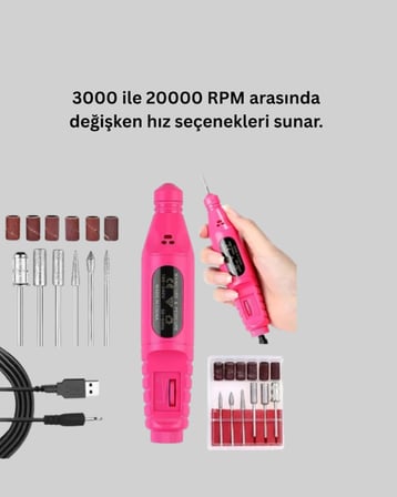Elektrikli Manikür Pedikür Törpü Seti 6 Başlıklı Yeni Nesil - Lisinya