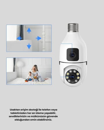 Ampul Tipi WiFi Kamera 2MP Lensli Full HD Görüntü ve Akıllı Hareket Algılama - Lisinya