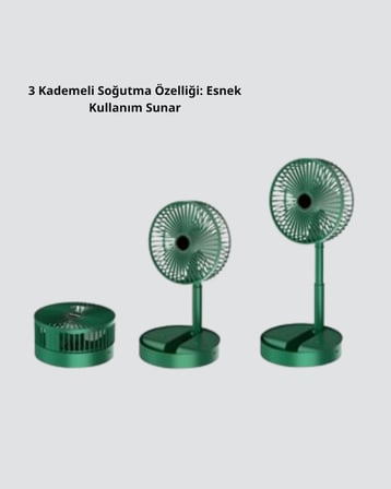 Taşınabilir Şarjlı Mini Fan – Katlanabilir Gövde, 3 Hız Kademesi - Lisinya