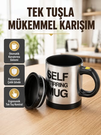 Akıllı Kendi Kendini Karıştıran Termal Kupa – Paslanmaz Çelik - Lisinya