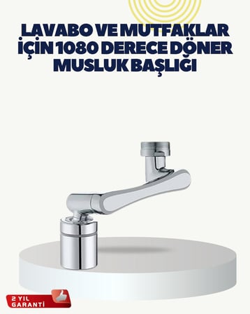 Çok Yönlü Dönebilen Musluk Başlığı 2 Fonksiyonlu Su Akışı - Lisinya