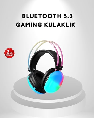 RGB Işıklı Kablosuz Kulaklık Bluetooth 5.3 800mAh Ergonomik IPX4 Dayanıklı - Lisinya