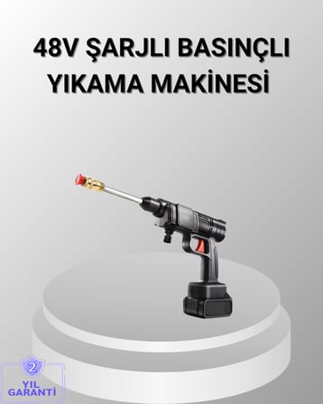 48V Kablosuz Yıkama Makinesi – 2 Pil, Köpük Tankı ve Ayarlanabilir - Lisinya
