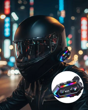 IPX6 Su Geçirmez Intercom 1000m Bağlantı 1000mAh Batarya RGB Işıklı - Lisinya