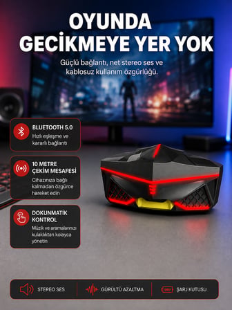 Kablosuz Bluetooth Kulaklık 5.0 Dokunmatik Kontrol Gürültü Engelleme - Lisinya