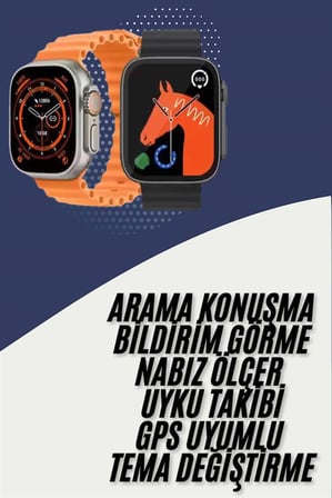 Akıllı Saat Kordon Hediyeli Güçlü Batarya Kapasiteli Titreşimli Bildirim Görme Unisex - Lisinya