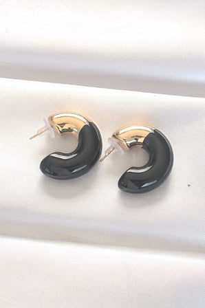 CCB Siyah Gold Çift Renk Küpe - Lisinya