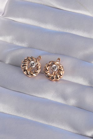 XUPİNG Rose Renk Oval Zirkon Taşlı Burgu Model Küpe - Lisinya