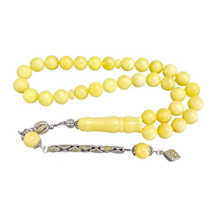 ​Gümüş Püsküllü Mat Rus Kaya Damla Kehribar Tesbih Lt1427