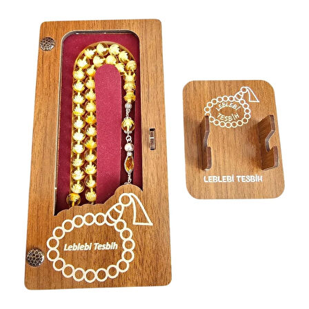 ​Lotus Çiçeği Motifli Damla Kehribar Tesbih Lt1428